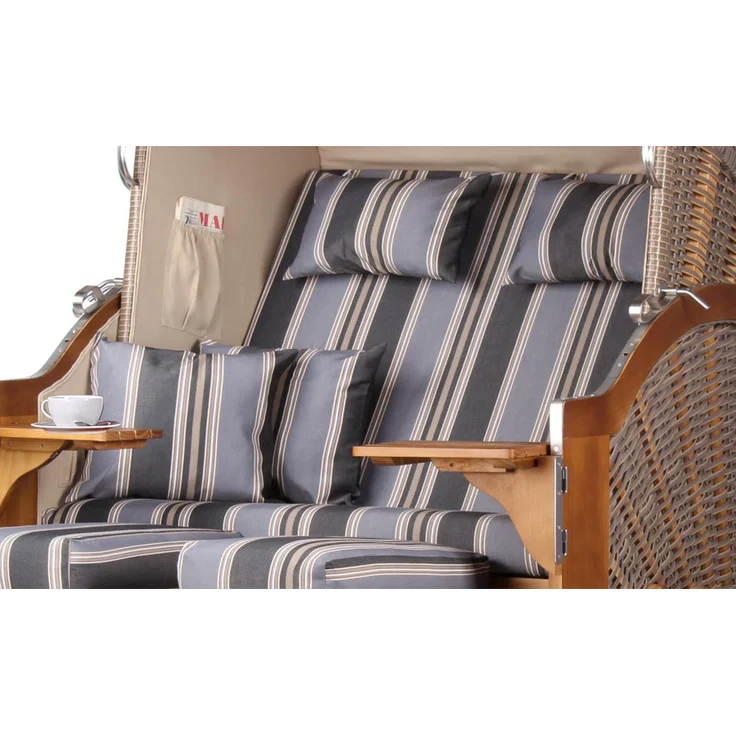 Strandkorb Komplettset - bene living - Schleswig Pinie - PE mokka - Modell 555 – Bild 3