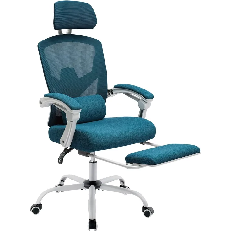 Sweetcrispy Büro-Computer-Schreibtisch Stuhl Ergonomische High Mesh Rolling Work Drehstühle mit Rädern, Blau, Mid-Back