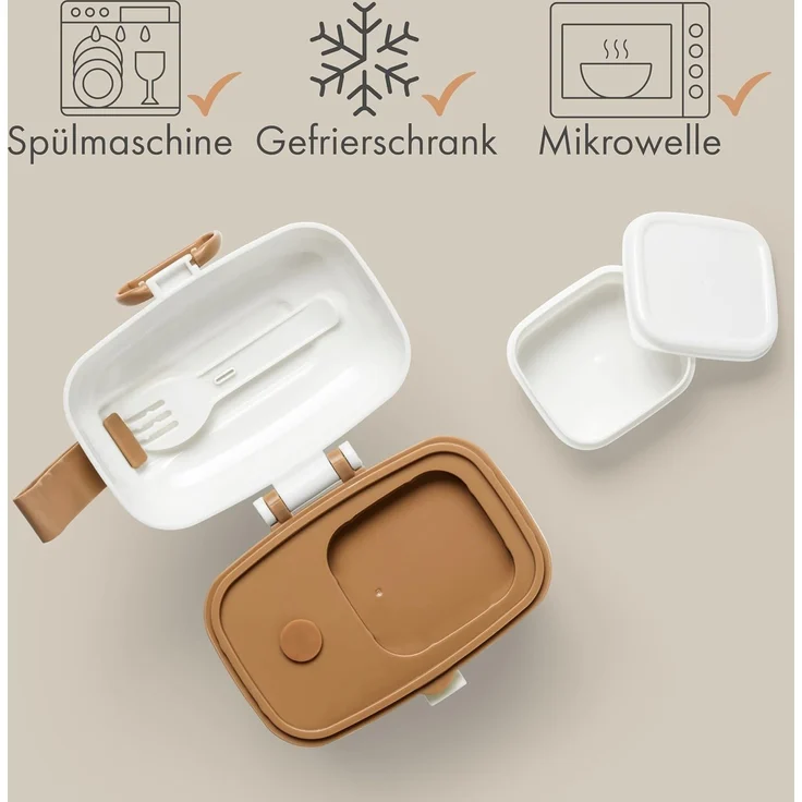 Elodie Details Brotdose für Kinder, BPA-freie Bento Box mit Fächern & Gabel | Spülmaschinen- & Mikrowellengeeignet | Snackbox für Schule & Kindergarten im Matten Design - 800ml, Blue Garden – Bild 3