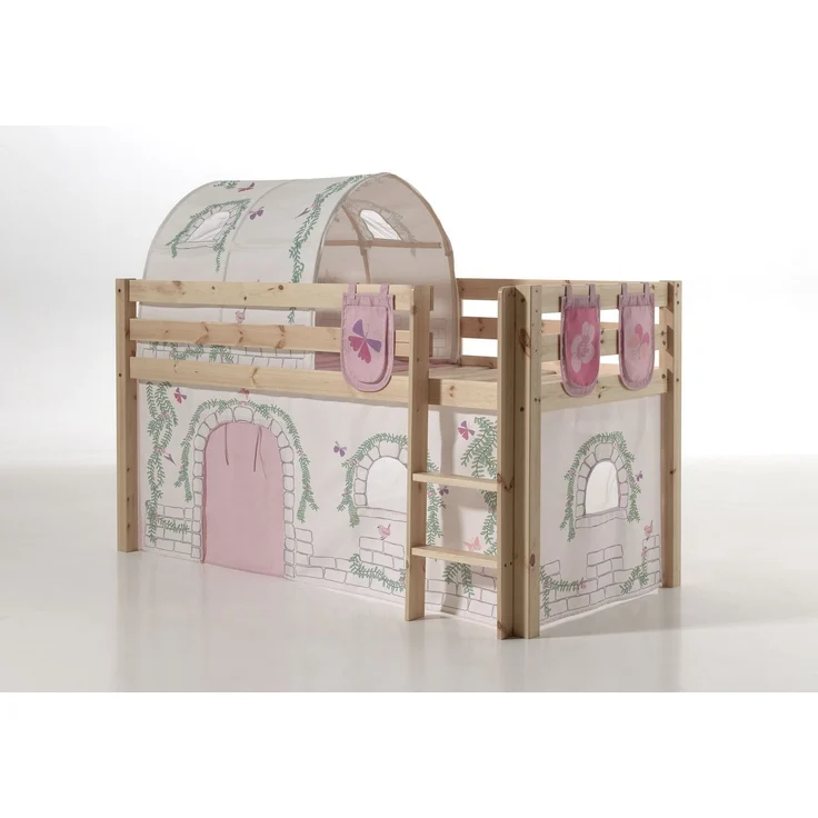 Kinderbett Karolina 210x114x106 Massivholz Natur Textilset Burg 4 – Bild 2