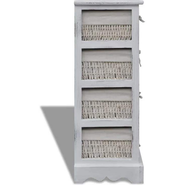 vidaXL Korbregal Holz mit 4 Körben Weiß 240797 – Bild 3