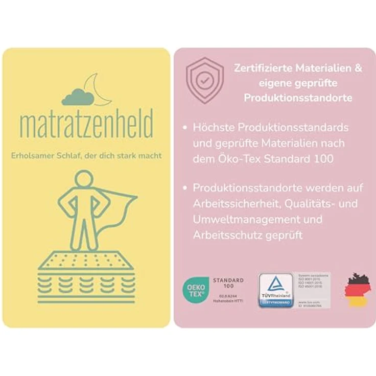 Matratzenheld Wellness Matratze | Made in Germany | Orthopädische 7-Zonen Kaltschaummatratze | produziert in Deutschland | Härtegrad 2 (H2) 0-80 kg | Öko-Tex Zertifiziert | Höhe 18cm | 80x200 cm – Bild 8