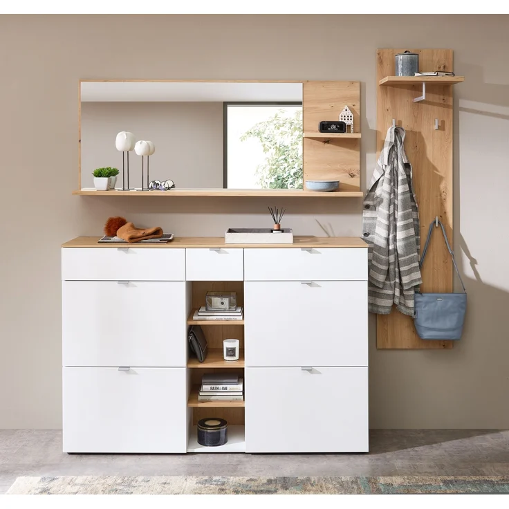 Garderoben-Set >Bari< in Weiß matt, MDF, Spannplatte - 208x202x38cm (BxHxT) – Bild 2