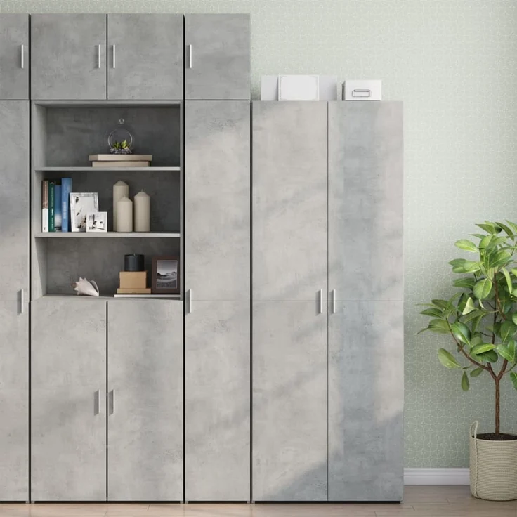 vidaXL Hochschrank Schmal Betongrau 30x42,5x225 cm Holzwerkstoff 3281262 – Bild 1