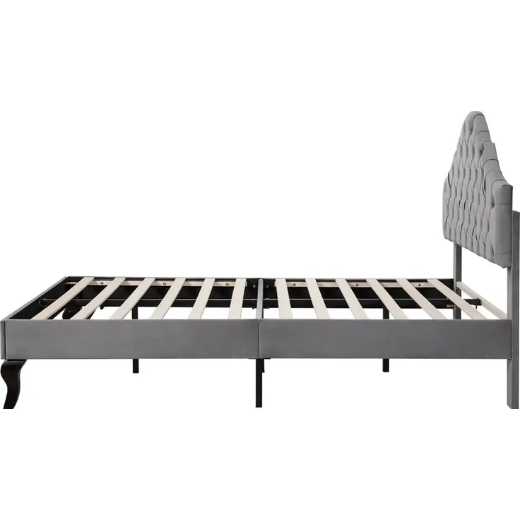 Polsterbett, Einzelbett mit Lattenrost, 90x200 cm, Kopfteil höhenverstellbar, Jugendbett, Samt – Bild 9