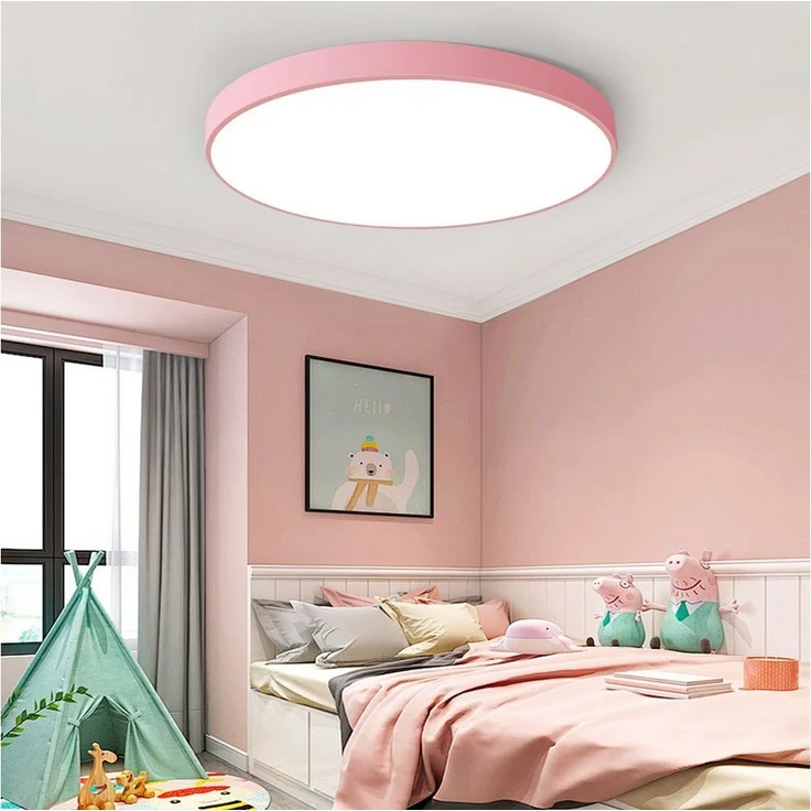 JDONG LED Deckenleuchte 36W Rund Flach Rosa/Grau/Blau Deckenlampe Durchmesser 40cm, 3000LM Kinderzimmerlamp, 3000K Warmweiß Modern Schlicht Lampe Dünn, für Schlafzimmer Flur Küche Wohnzimmer Balkon Keller – Bild 3