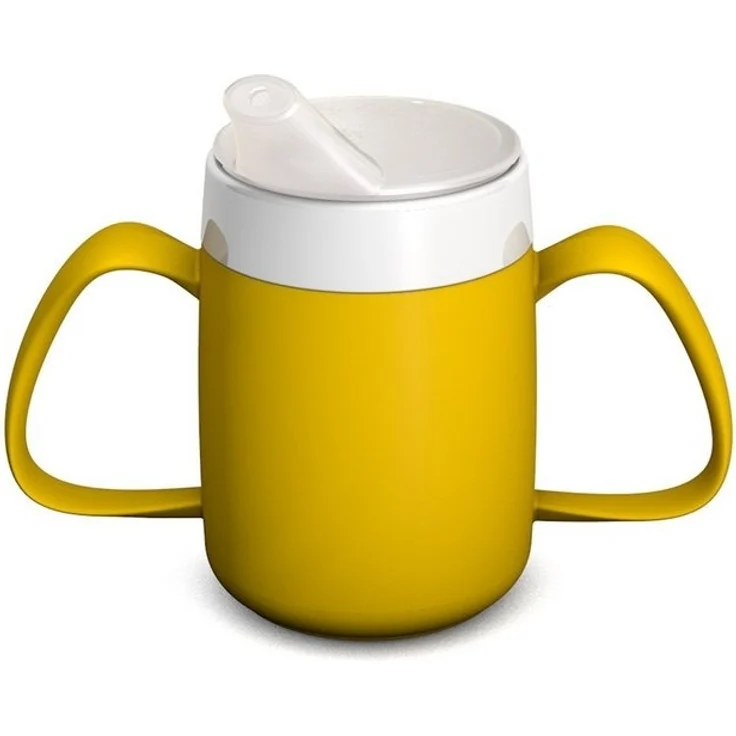 Ornamin Schnabelbecher 2-Henkel-Becher mit Trink-Trick und Schnabelaufsatz/ Trinkaufsatz, 2-tlg, Kunststoff, Trinkhilfe l Alltagshilfe l Schnabeltasse l BPA-frei l Made in Germany – Bild 4