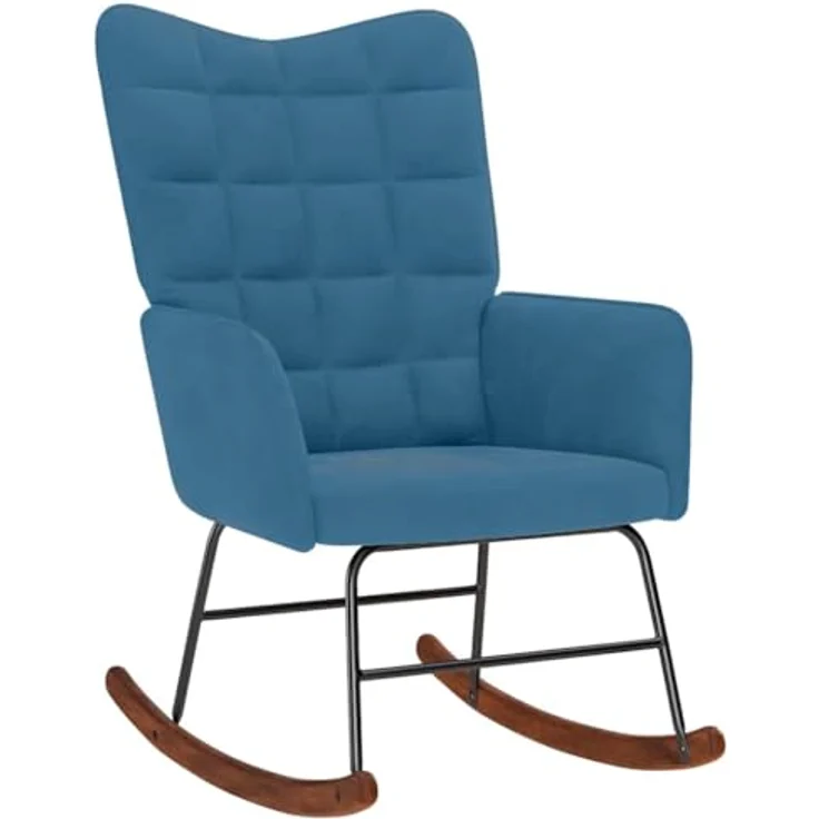 vidaXL Schaukelstuhl mit Hocker Blauer Samt 4016853 – Bild 5