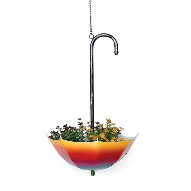 DanDiBo Blumenampel Metall Hängeampel mit Topf Innen Außen Regenschirm Hängepflanzen 72 cm 96258 L Pflanzenhänger Blumenhänger Topfhänger Blumen – Bild 1