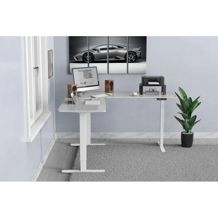 DIGITUS Elektrisch Tischgestell, 90 Grad L-Form, Triple-Motor,Weiß – Bild 2