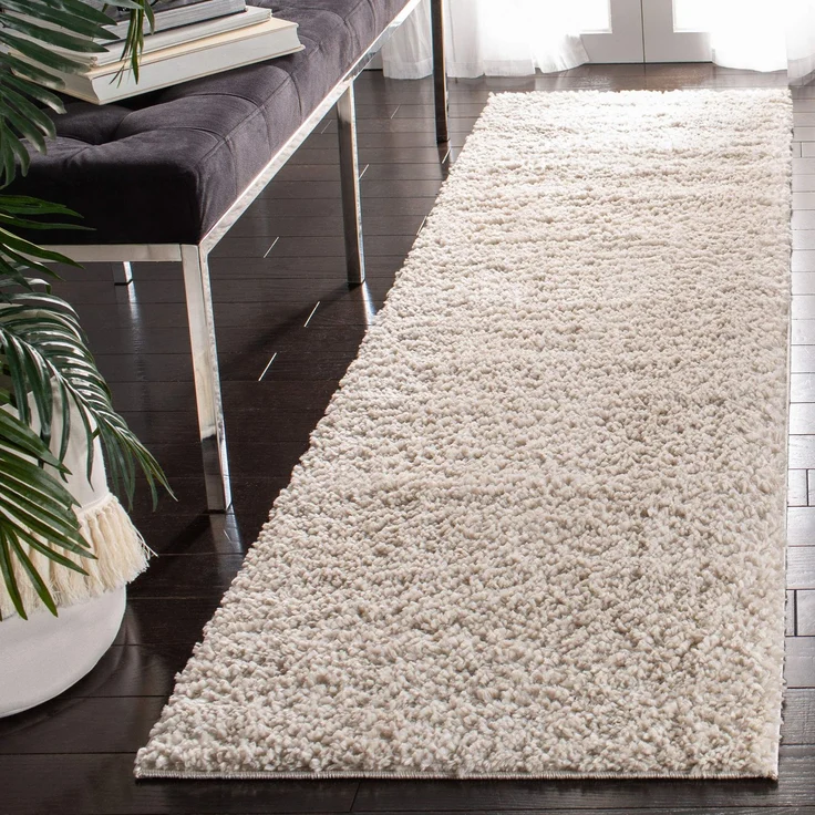 SAFAVIEH Zottelig Teppich für Wohnzimmer, Esszimmer, Schlafzimmer - August Shag Collection, Kurzer Flor, Beige, 76 X 183 cm