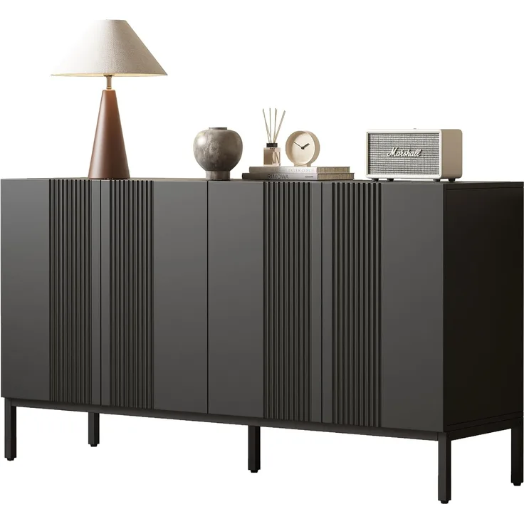 SOFTWEARY Sideboard Breite 145 cm (145/41,5/80 cm), Wohnzimmerschrank, Mehrzweckschrank, matt