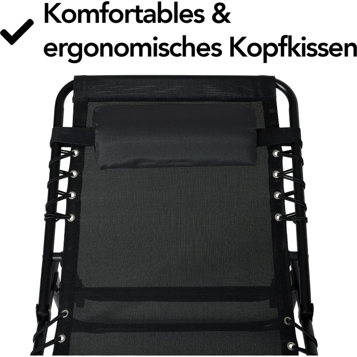 Brixy Sonnenliegen (2er Set) - Faltbar - Inklusive Kopfkissen - Sonnenliegen - Liegestühle - verstellbar - Garten - Wetterfest - Anthrazit – Bild 8