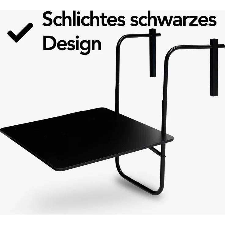 Infinity Goods Balkontisch – klappbar – 60 x 60 cm – verstellbar – hängend – schwarz – Bild 8