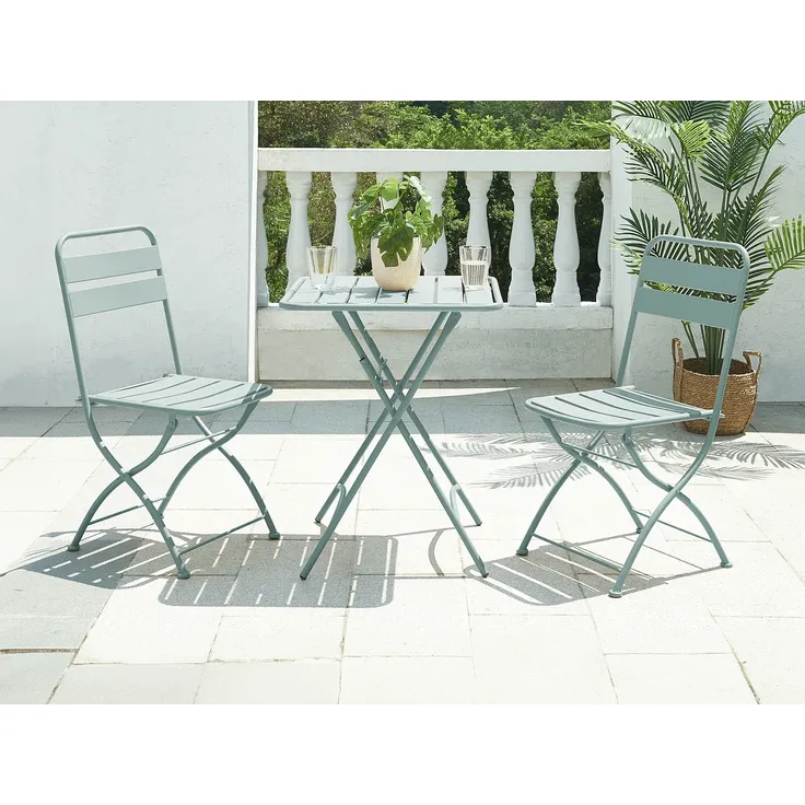 Vente-unique - MIRMANDE Gartenessgruppe Metall Grün - B 52,5 cm60 cm x H 87 cm73 cm x L 43 cm60 cm