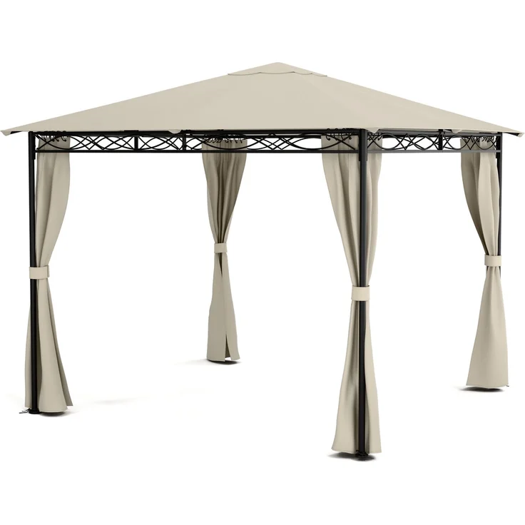 Blumfeldt Mondo - Pergola Partyzelt Gartenzelt Gazebo, Größe: 2,95 x 2,6 x 2,95 m (BxHxT), 4 Seitenteile, EasyMount Concept, Witterungsschutz: UV / Wind / Regen, beige – Bild 2