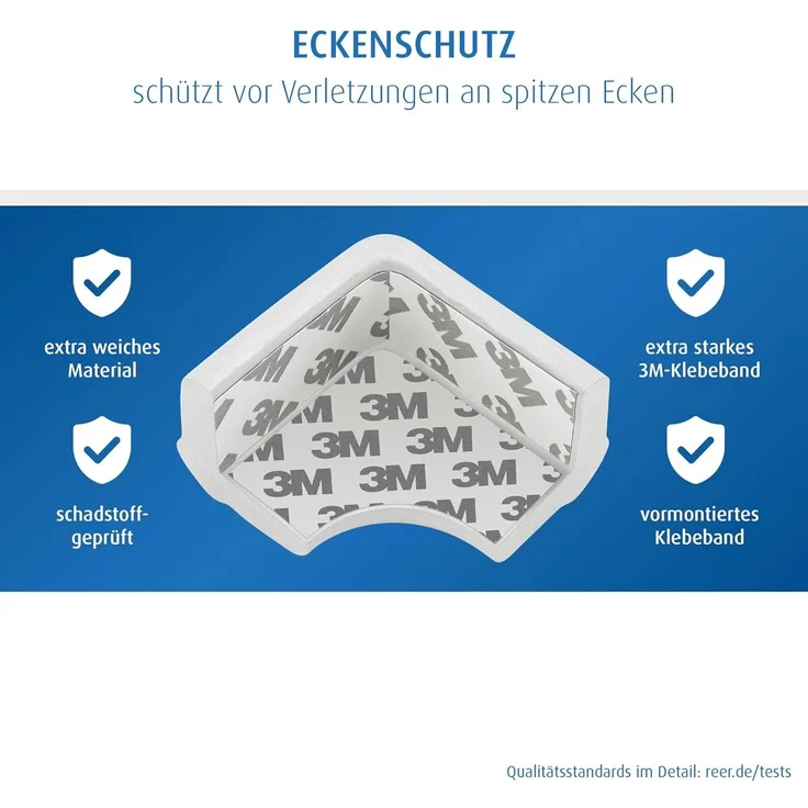 Reer Eckenschutz soft, 4 Stück, bissfest, schadstoffgeprüft, weiß – Bild 3