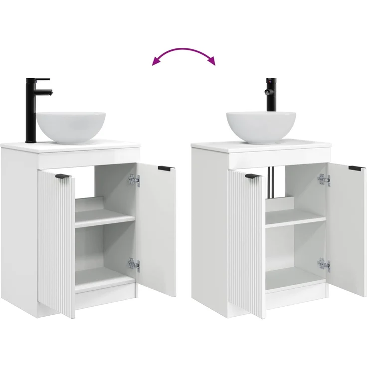 vidaXL Waschbeckenschrank Hochglanz Weiß 54 x 35 x 100 cm 890142 – Bild 11