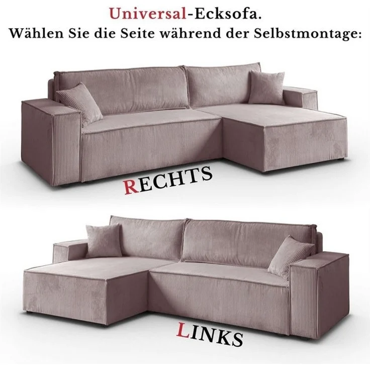 Lookway Ecksofa Gepolstertes CARLOS L-Form, Schlaffunktion – Bild 4