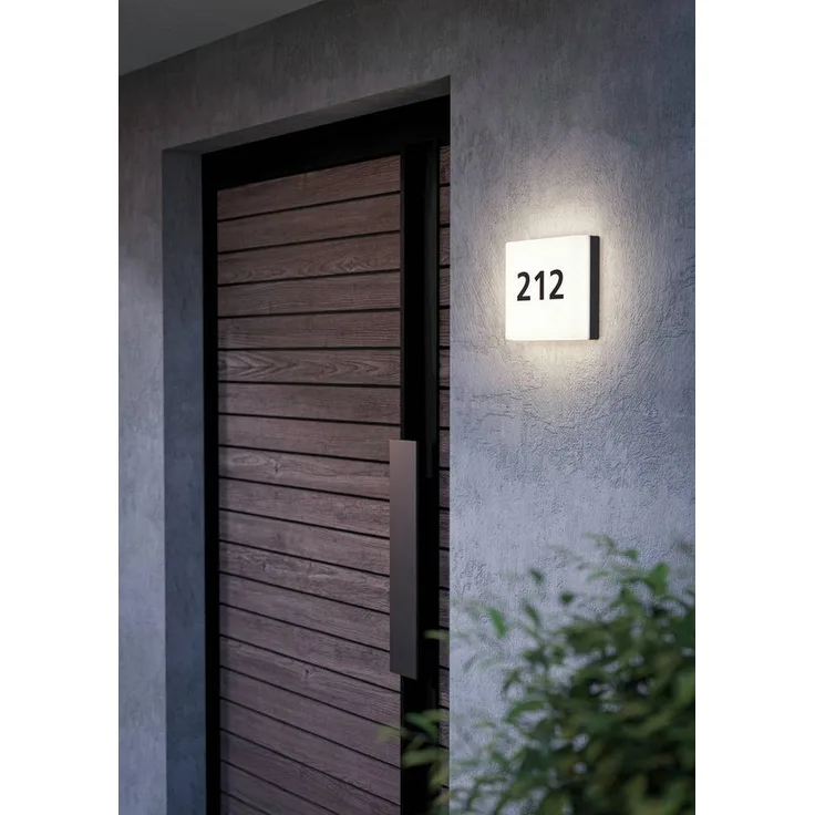 Eglo 97289 LED Wand-/Decken-/Hausnummernleuchte CORNALE anthrazit weiß 21,5x21,5 cm IP44 Tag & Nachfunktion