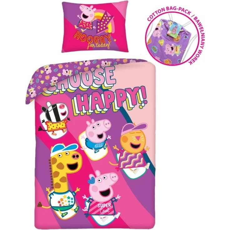 Peppa Pig Bettwäsche Set aus Baumwolle Bettdeckenbezug 140 × 200 cm mit 70 × 90 cm Kissenbezug – Bild 2