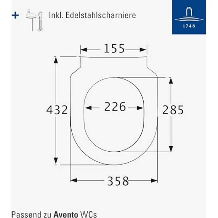Villeroy & Boch Avento SlimSeat WC-Sitz - Toilettendeckel mit Absenkautomatik - Abnehmbarer, bruchsicherer Toilettensitz aus Duroplast - Ersatzteil - Klodeckel in D-Form - Weiß Alpin, glänzend – Bild 8