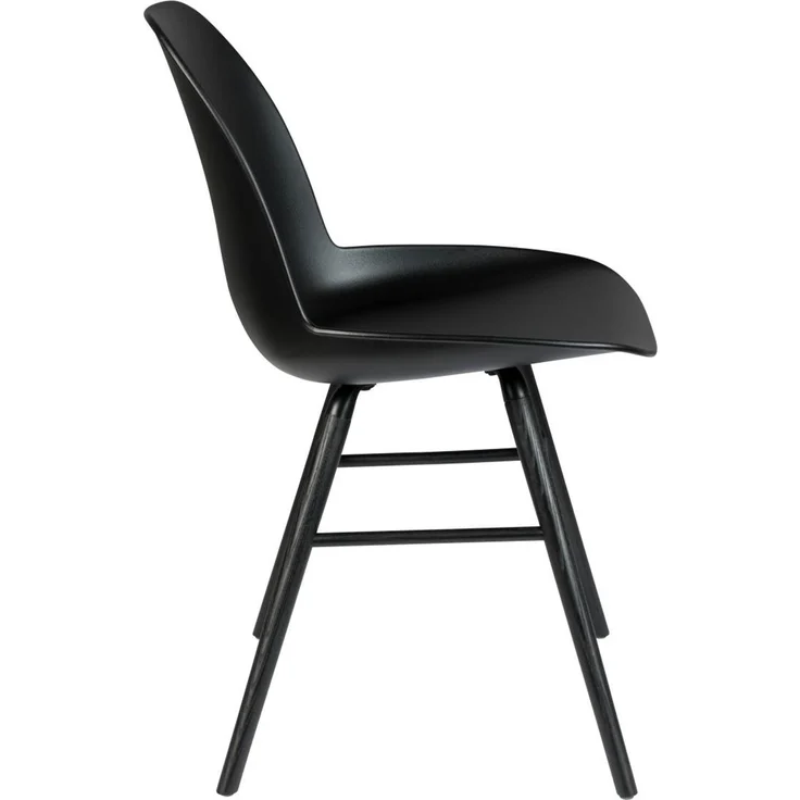 Zuiver Esszimmerstuhl Albert Kuip All Black im 2er-Set mit schwarzer Polypropylen-Sitzschale und Aluminiumgestell – Bild 3
