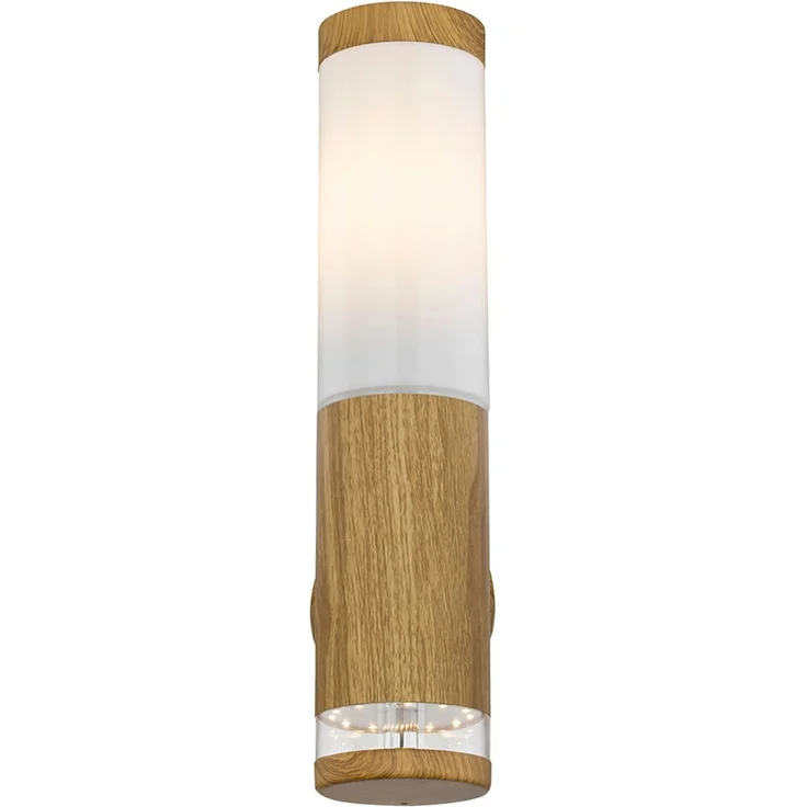 LED Wandleuchte, Deko-Licht, Edelstahl, Holz-Optik, H 35 cm – Bild 9