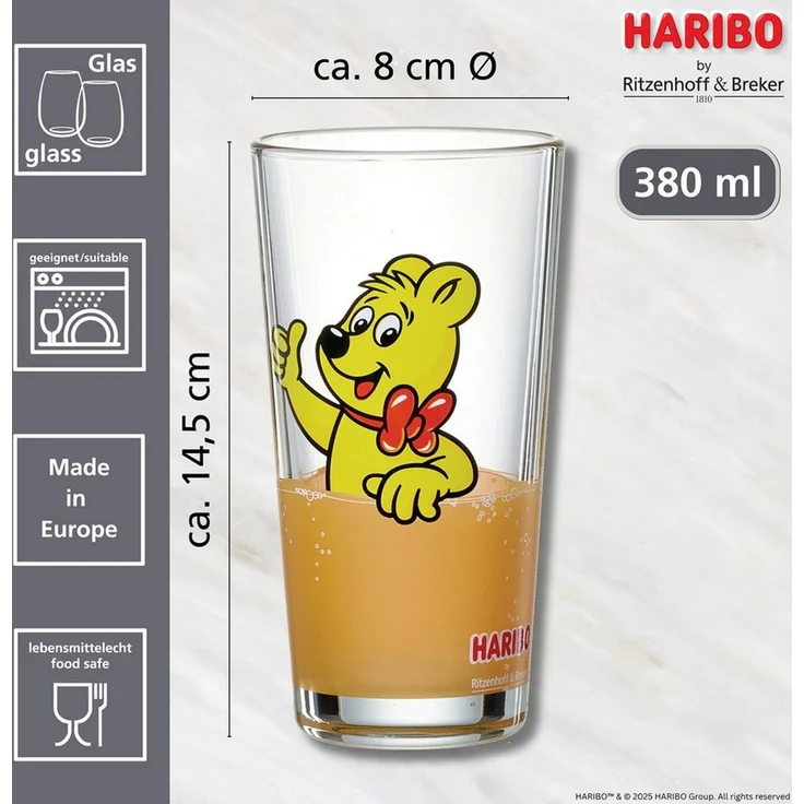Ritzenhoff & Breker Gläser-Set HARIBO Thumbs Up, 380 ml, 2-tlg, Glas, spülmaschinengeeignet – Bild 3