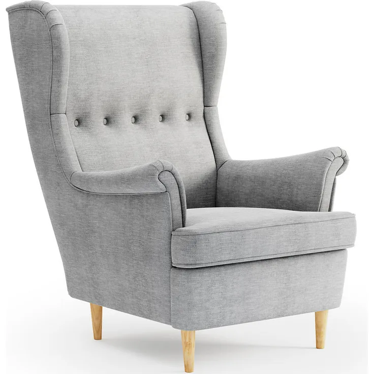 Jana Ohrensessel Luno, Grau, Holz, Textil, ergonomisch, 90x101x80 cm für Wohnzimmer und Leseecken
