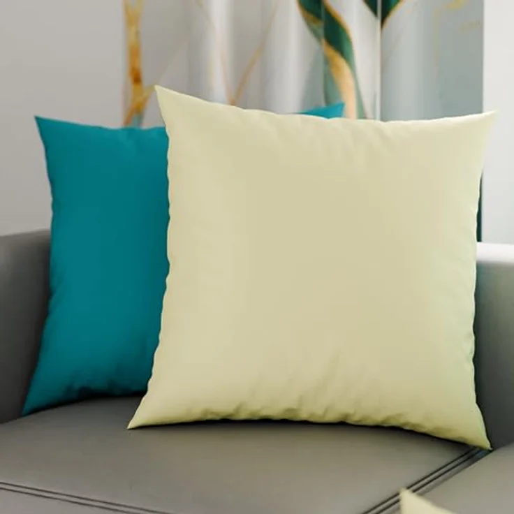 PETTI Artigiani Italiani – 2er-Set Kissenbezüge 45x45 cm aus Mikrofaser, Dekokissen Kissenhülle für Sofa & Bett, Zierkissenbezug mit Reißverschluss, Tiffany Creme – Bild 1