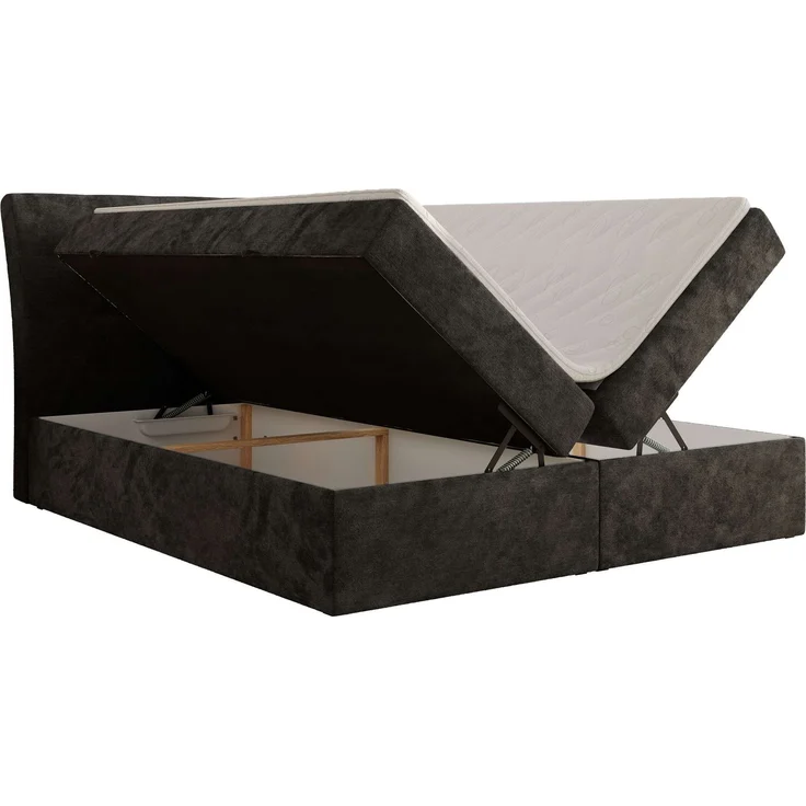Boxspringbett DAGOS 180 x 200 cm mit Kopfteil, Lattenrost und Stauraum – Doppelbett mit Matratze & Topper T25 , stabile Konstruktion, Bettkasten, modernes Design - Dunkelgrau Schenille glatt - H3 – Bild 4