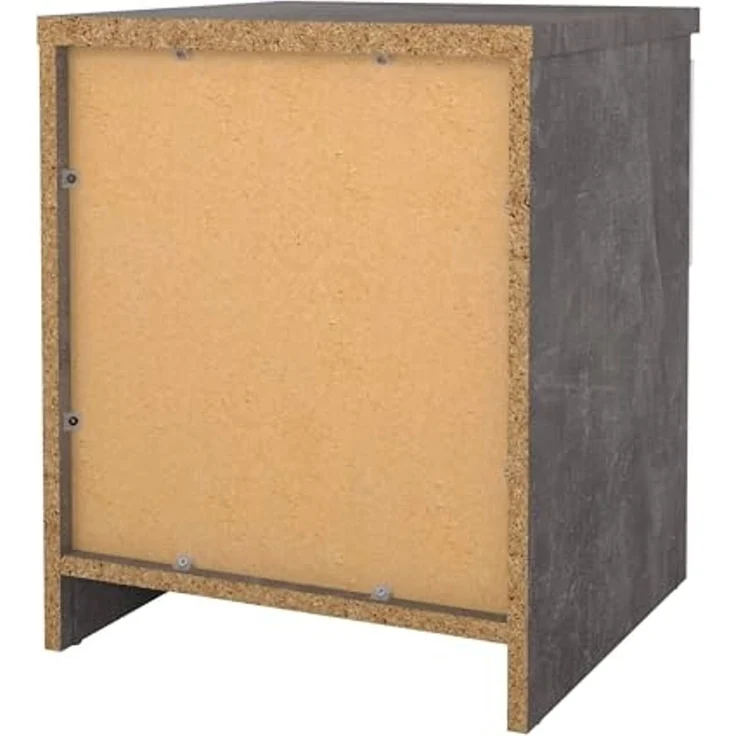 Dmora - Nachttisch Annette, Niedrige Kommode, Tisch, Multifunktionaler Nachttisch, 40x40 h50 cm, Zement und Weiß – Bild 4