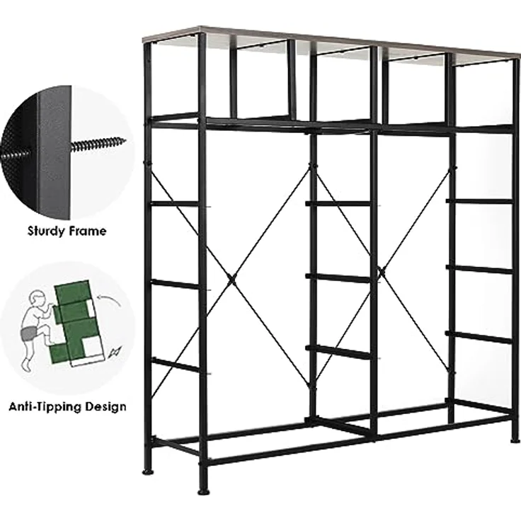 Clevich Stoff-Kommode, Schminktisch Schrank, Aufbewahrungsschrank, 12 Schubladen aus Stoff, Metallrahmen, industrieller Stil, für Wohnzimmer, Flur, Schlafzimmer (Grau) – Bild 10