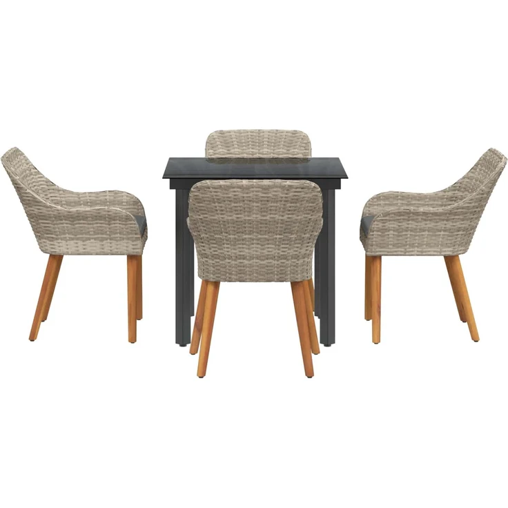 vidaXL Garten Essgruppe 5 stk. Hellgrau Poly-Rattan 3261713 – Bild 7