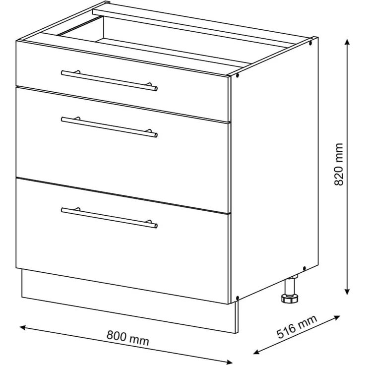 Badschrank Fame-Line Goldkraft Eiche 80 x 82 cm mit 3 Schubladen, ohne Arbeitsplatte Vicco – Bild 3