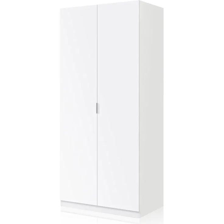 Habitdesign, Kleiderschrank – 2-türiger Schlafzimmerschrank in Mattweiß, platzsparend mit viel Stauraum, Maße: 81 x 180 x 52 cm (B x H x T), Modell Low Cost – Bild 6