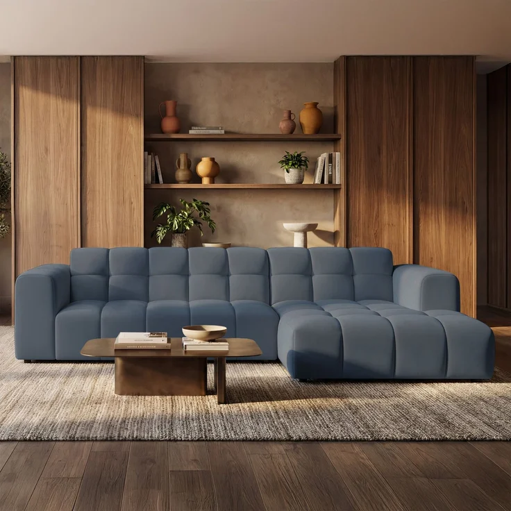 Selsey 'Boloon' Ecksofa L-Form, 3-Sitzer, rechts, Samt Hellblau, 300 cm – Bild 2
