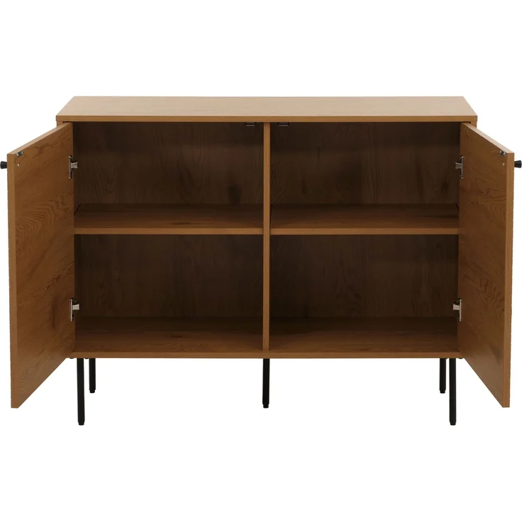 Sideboard HWC-N78, Kommode Schrank Anrichte, skandinavischer Stil Metall Holz Melamin MVG 86x110x40cm ~ natur – Bild 6