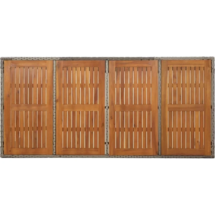 Gartentisch, Balkontisch mit Holzplatte Grau 190 x 90 x 75 cm Poly Rattan – Bild 5