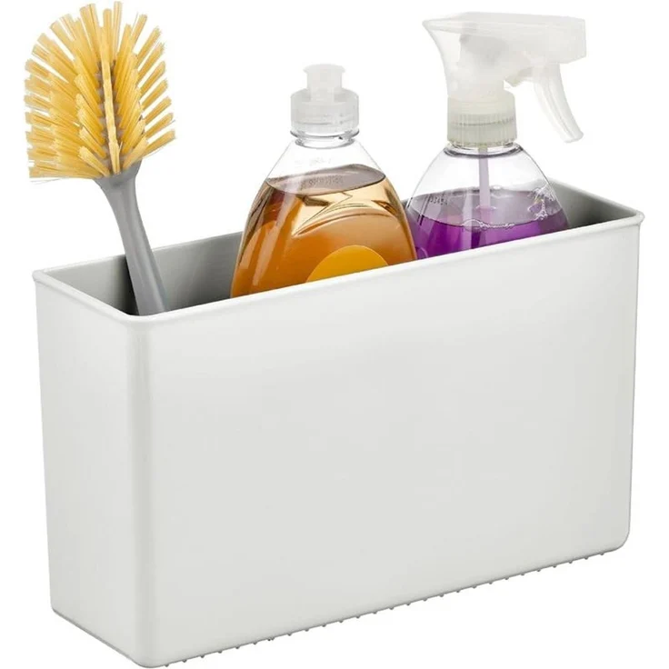 mDesign Hängekorb Küchenregal Organizer Aufbewahrung 2er-Set selbstklebend Grau – Bild 7