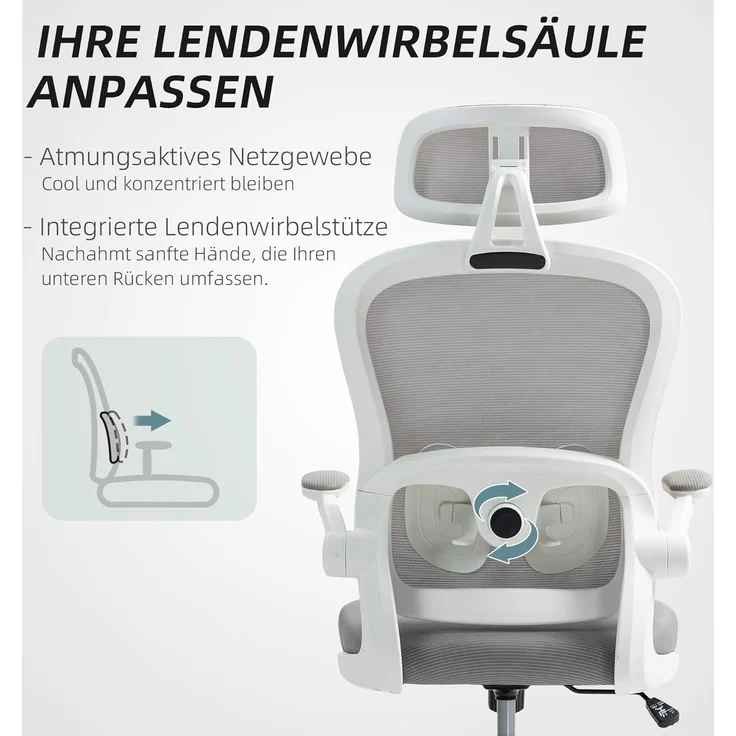 HOMCOM Bürostuhl (Computerstuhl, 1 St), hochklappbare Armlehnen – Bild 5