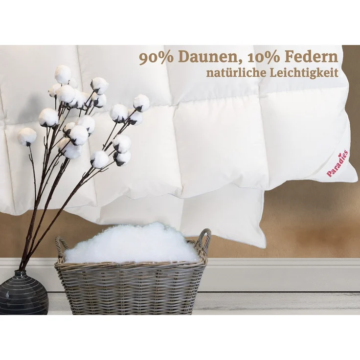 Paradies Daunenbettdecke Elma 90, Füllung: 90% Daunen, 10% Federn, Bezug: 100% Baumwolle, natürliche Leichtigkeit – Bild 3