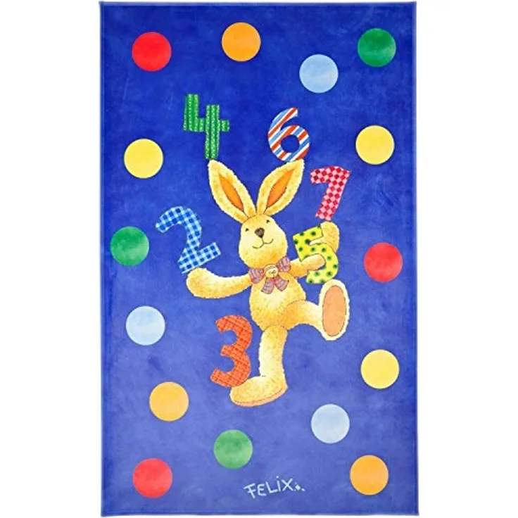Kinderteppich- FELiX Spiel und Lern Teppich, Spielen mit Zahlen, in Zwei Größen, Teppich 80cm x 150cm