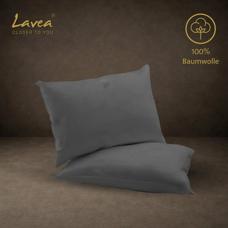 Lavea Kissenbezug 2er Set 100% Baumwolle flauschig, Jasmin, Kissenhülle, Kissenbezüge, (2 Stück), pflegeleicht, langlebige Qualität, mit Reißverschluss – Bild 2