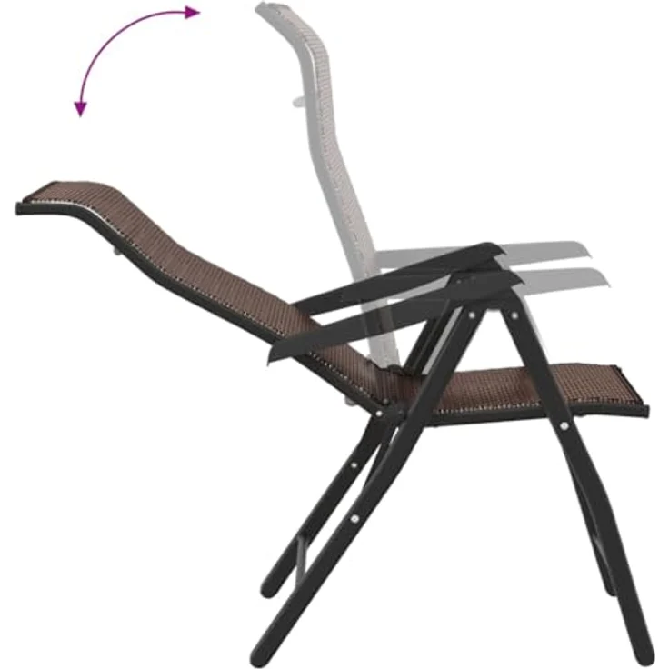 vidaXL Gartenstühle 2 Stk. Klappbar Braun Poly Rattan 4007138 – Bild 5