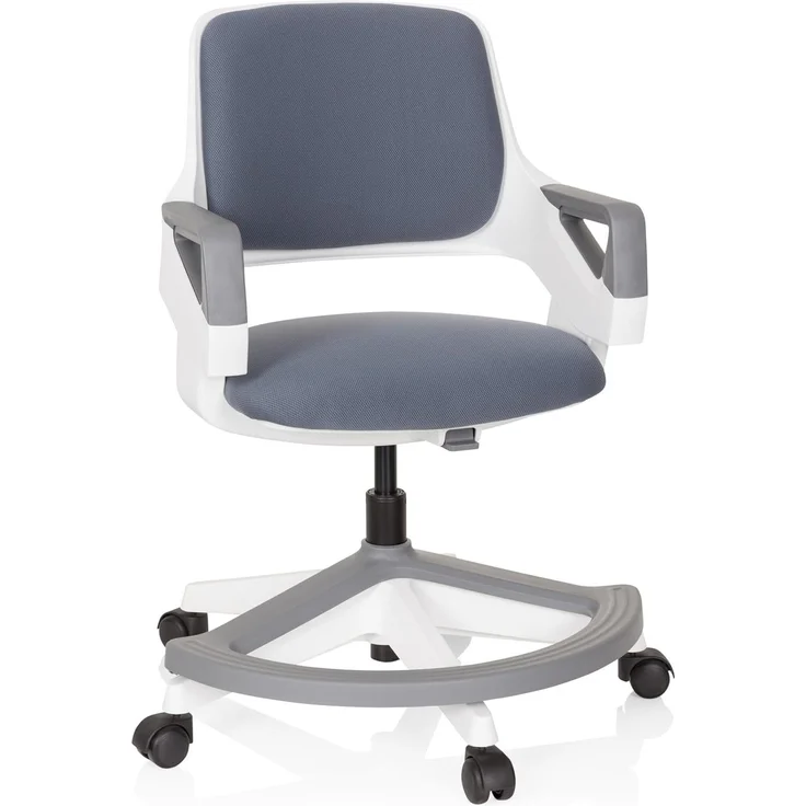 hjh OFFICE Kinder- und Jugendstuhl Kid Flex Mitwachsender Drehstuhl, Verstellbare Rückenlehne & Fußablage, Grau – Bild 1