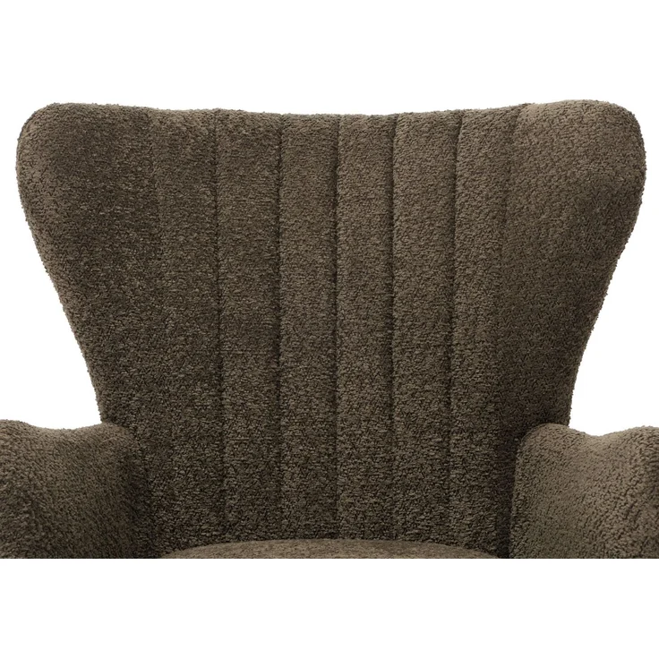 Lounge-Sessel HWC-K37, Cocktail-/Ohrensessel Polsterstuhl Retro Vintage Stoff Chenille (500g/m²) ~ grün-braun – Bild 7