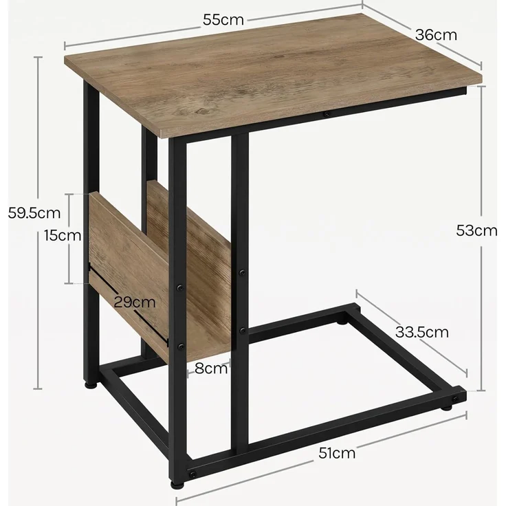 Woltu Beistelltisch (1-St), Kaffeetisch Couchtisch Sofatisch aus Metall MDF – Bild 3