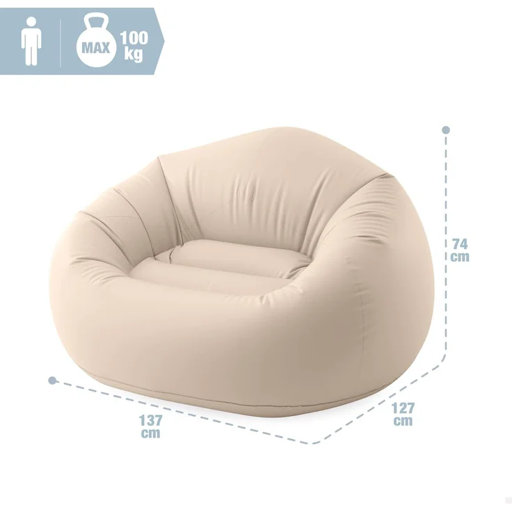 Intex Beanless Bag Chair 66505NP (Aufgeblasen 137 x 127 x 74 cm) – Bild 3